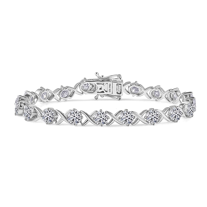 D'Joy Moissanite 8.20 ctw Bracelet in Rhodium Over Sterling Silver (7.25 In)