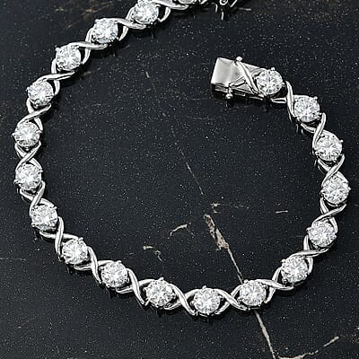 D'Joy Moissanite 8.20 ctw Bracelet in Rhodium Over Sterling Silver (7.25 In)