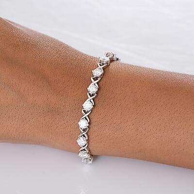 D'Joy Moissanite 8.20 ctw Bracelet in Rhodium Over Sterling Silver (7.25 In)