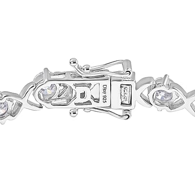 D'Joy Moissanite 8.20 ctw Bracelet in Rhodium Over Sterling Silver (7.25 In)