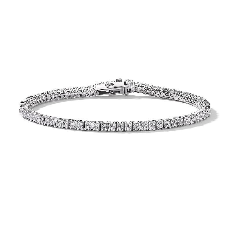  Luxuriant Lab Grown Diamond E-F VS 5.00 ctw Classic Tennis Bracelet in Rhodium Over Sterling Silver (6.50 In)