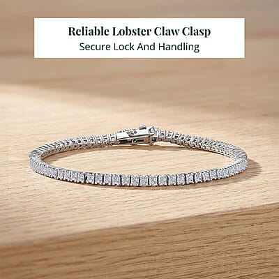  Luxuriant Lab Grown Diamond E-F VS 5.00 ctw Classic Tennis Bracelet in Rhodium Over Sterling Silver (6.50 In)