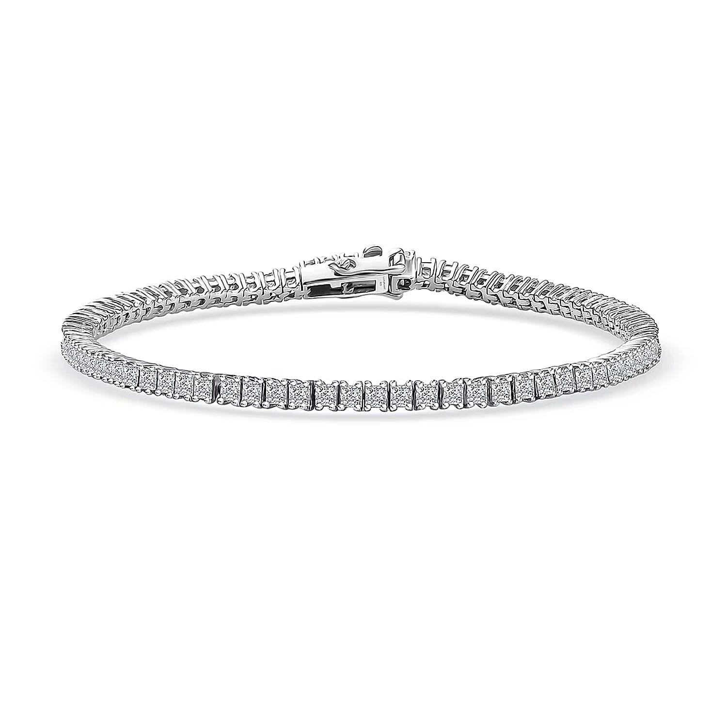 One Time Only Luxuriant Lab Grown Diamond (E-F, VS) Bracelet in Rhodium Over Sterling Silver (6.50 In) 5.00 ctw