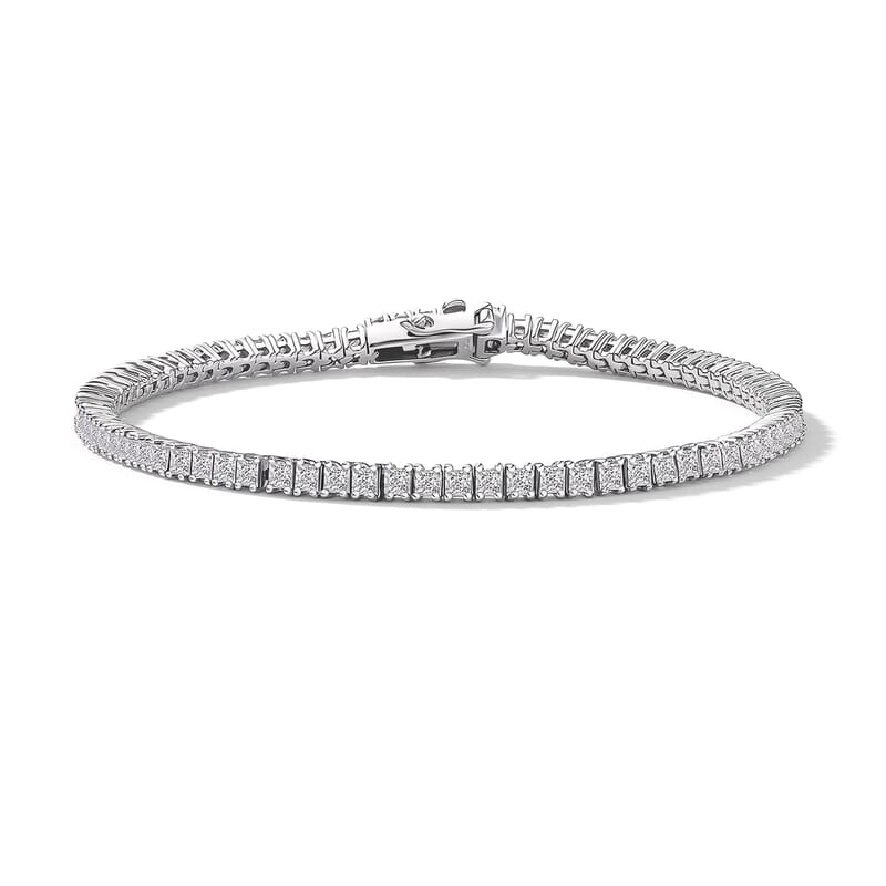 Luxuriant Lab Grown Diamond E-F VS 5.00 ctw Classic Tennis Bracelet in Rhodium Over Sterling Silver (7.25 In)