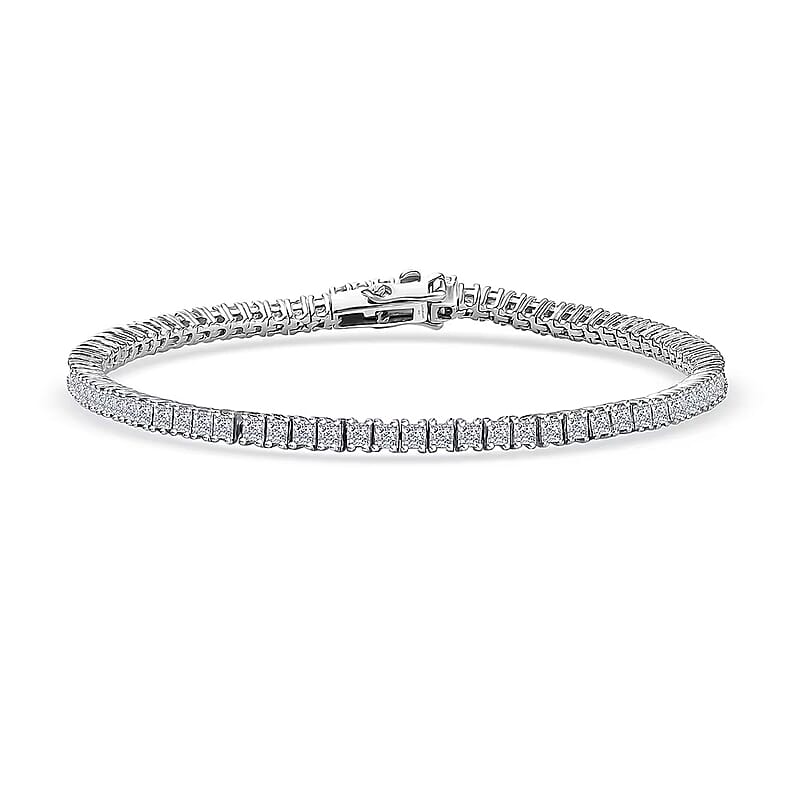 Luxuriant Lab Grown Diamond E-F VS 5.00 ctw Classic Tennis Bracelet in Rhodium Over Sterling Silver (7.25 In)