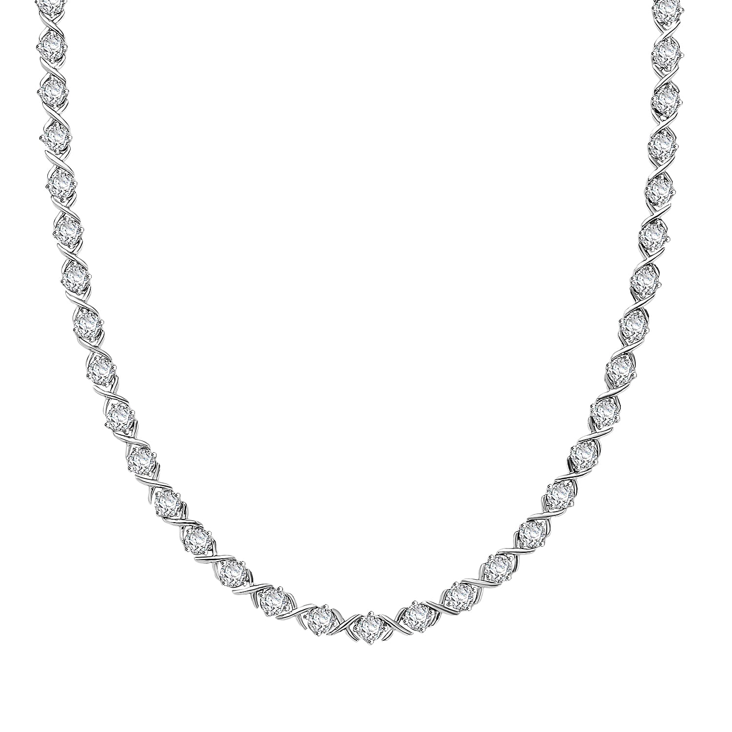 D'Joy Moissanite 16.50 ctw Necklace in Rhodium Over Sterling Silver 18 Inches 
