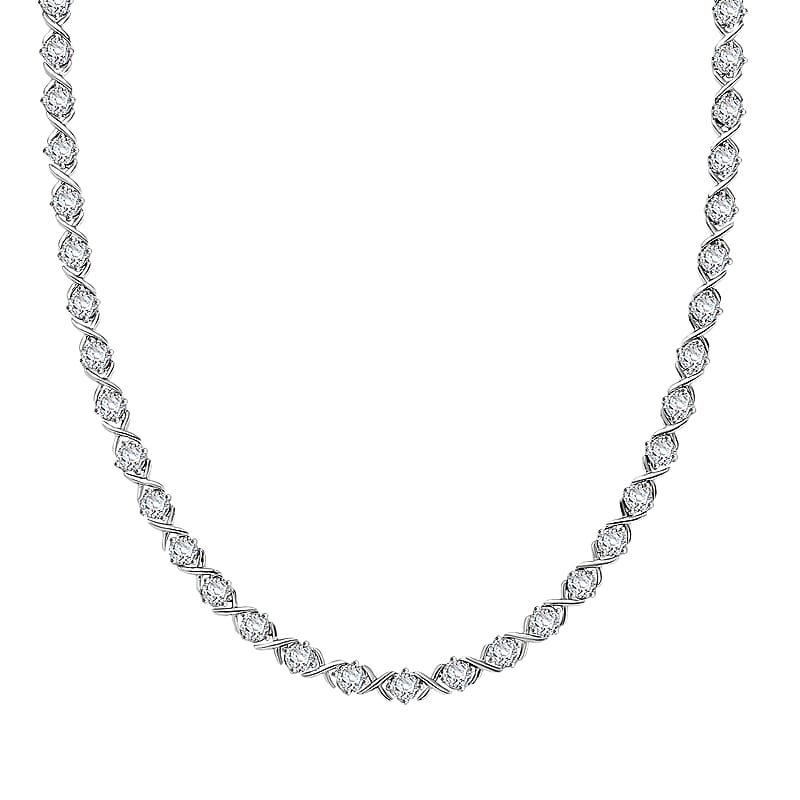 D'Joy Moissanite 16.50 ctw Necklace in Rhodium Over Sterling Silver 18 Inches 