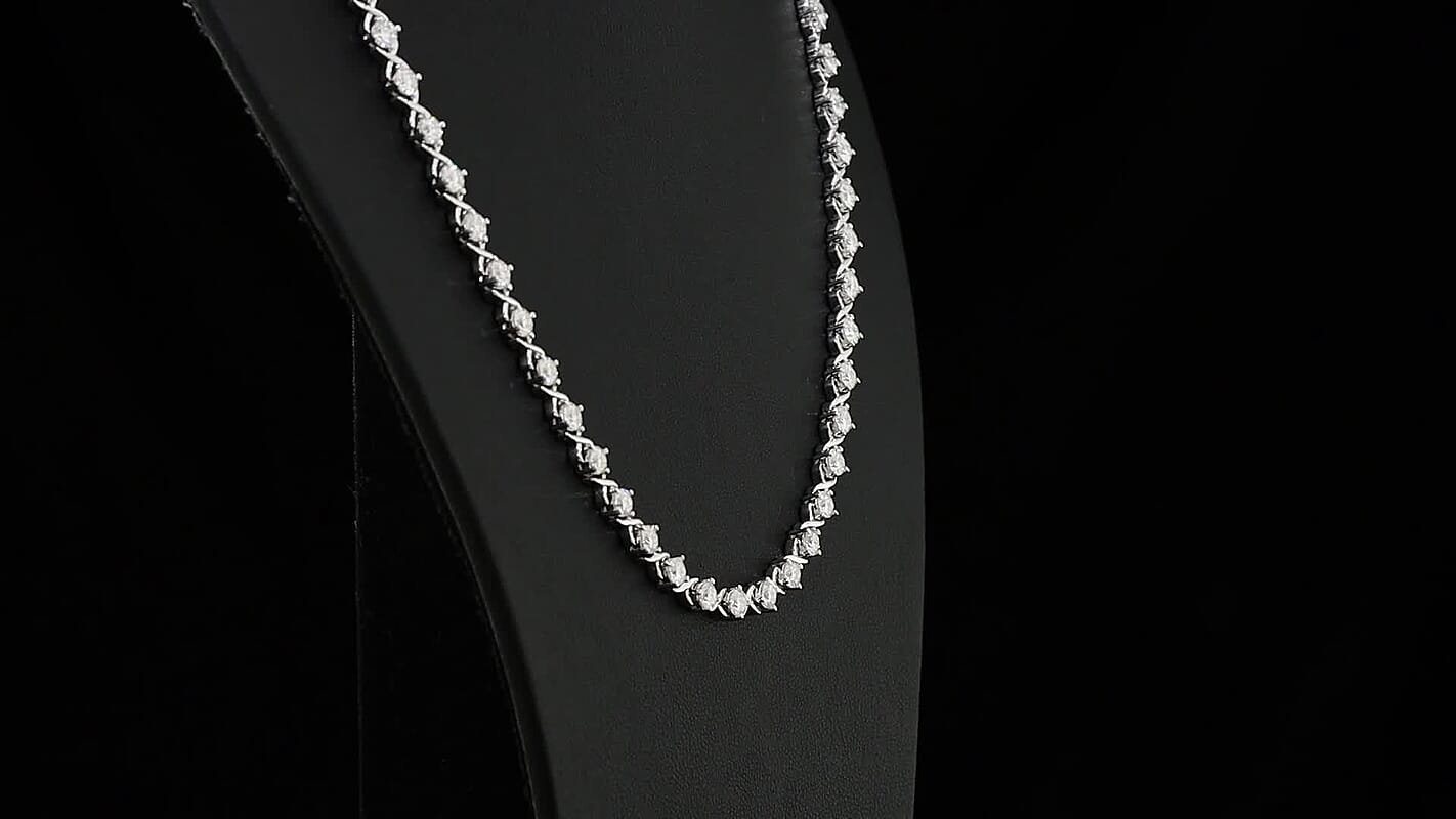 D'Joy Moissanite 16.50 ctw Necklace in Rhodium Over Sterling Silver 18 Inches