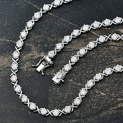 D'Joy Moissanite 16.50 ctw Necklace in Rhodium Over Sterling Silver 18 Inches 