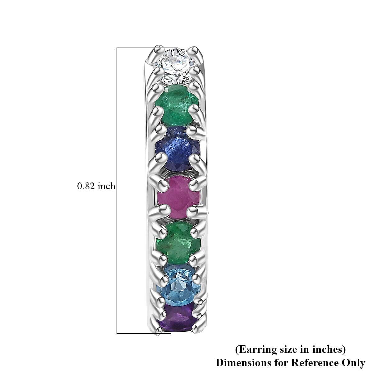 D'Joy Multi Gemstone and Lab Grown Diamond I1 1.50 ctw Earrings in Rhodium Over Sterling Silver