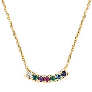 D'Joy Multi Gemstone and Lab Grown Diamond I1 0.90 ctw Necklace in 18K Vermeil Yellow Gold Over Sterling Silver 18 Inches