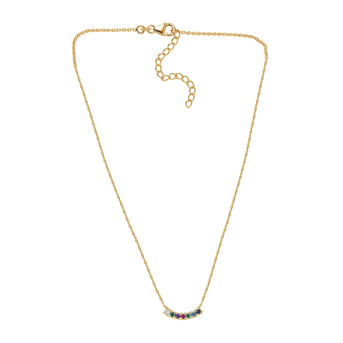 D'Joy Multi Gemstone and Lab Grown Diamond I1 0.90 ctw Necklace in 18K Vermeil Yellow Gold Over Sterling Silver 18 Inches image number 3