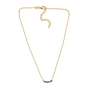 D'Joy Multi Gemstone and Lab Grown Diamond I1 0.90 ctw Necklace in 18K Vermeil Yellow Gold Over Sterling Silver 18 Inches