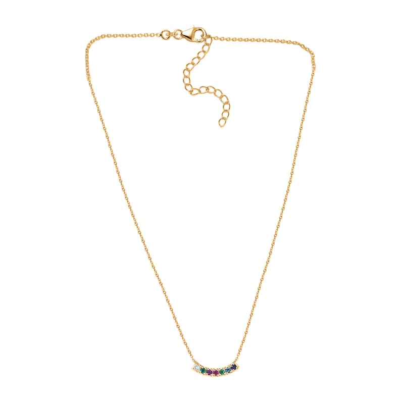 D'Joy Multi Gemstone and Lab Grown Diamond I1 0.90 ctw Necklace in 18K Vermeil Yellow Gold Over Sterling Silver 18 Inches