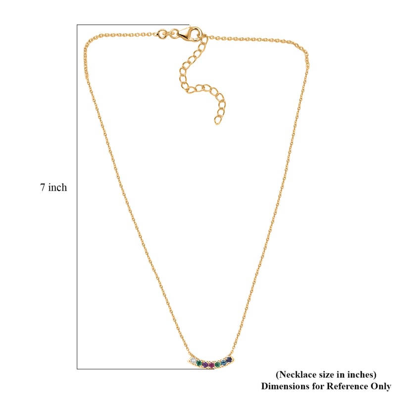 D'Joy Multi Gemstone and Lab Grown Diamond I1 0.90 ctw Necklace in 18K Vermeil Yellow Gold Over Sterling Silver 18 Inches