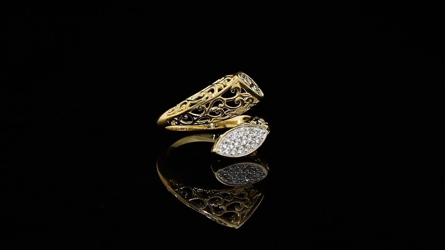 D'Joy Passport to Turkey White Zircon Ring in 18K Vermeil YG Over Sterling Silver (Size 10.0) 0.30 ctw