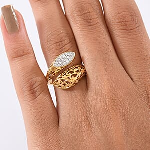D'Joy Passport to Turkey White Zircon 0.30 ctw Ring in 18K Vermeil Yellow Gold Over Sterling Silver (Size 10.0)