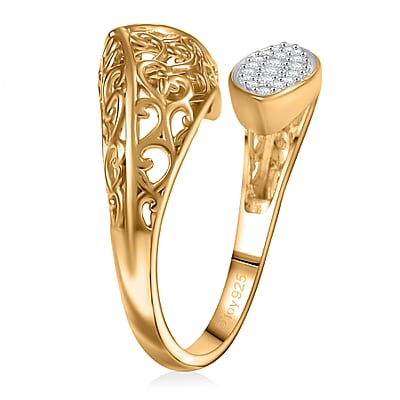 D'Joy Passport to Turkey White Zircon 0.30 ctw Ring in 18K Vermeil Yellow Gold Over Sterling Silver (Size 10.0)