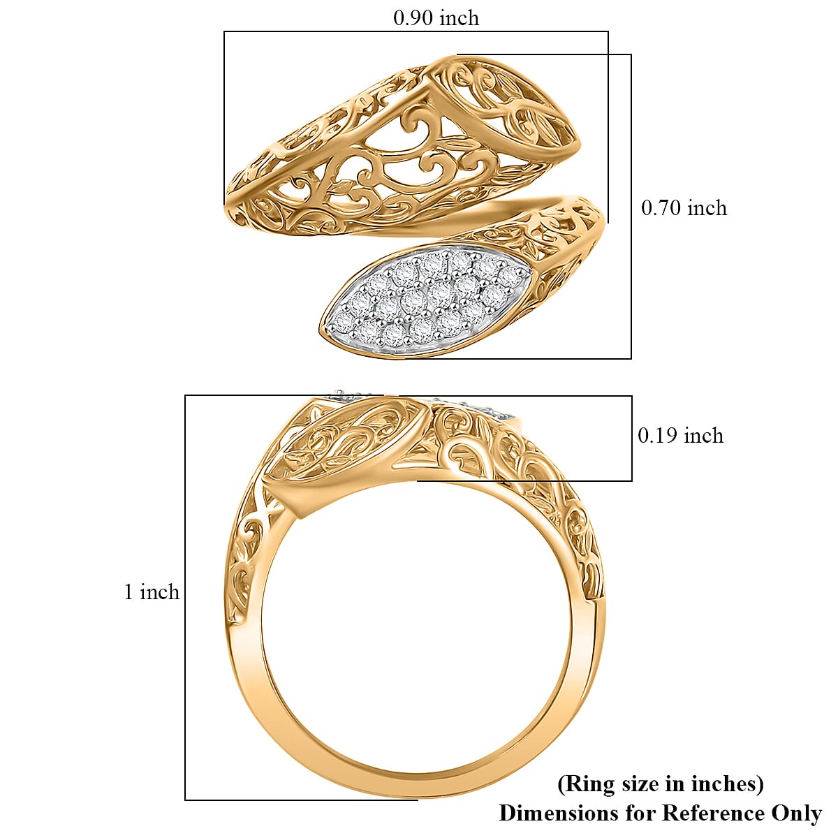 D'Joy Passport to Turkey White Zircon 0.30 ctw Ring in 18K Vermeil Yellow Gold Over Sterling Silver (Size 10.0) image number 5