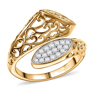 D'Joy Passport to Turkey White Zircon 0.30 ctw Ring in 18K Vermeil Yellow Gold Over Sterling Silver (Size 7.0)