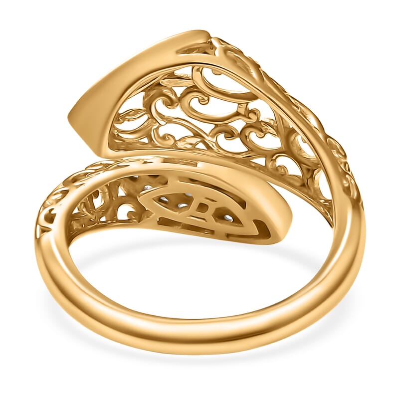 D'Joy Passport to Turkey White Zircon 0.30 ctw Ring in 18K Vermeil Yellow Gold Over Sterling Silver (Size 7.0)