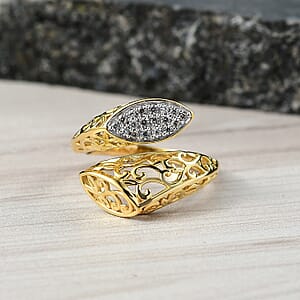 D'Joy Passport to Turkey White Zircon 0.30 ctw Ring in 18K Vermeil Yellow Gold Over Sterling Silver (Size 9.0)