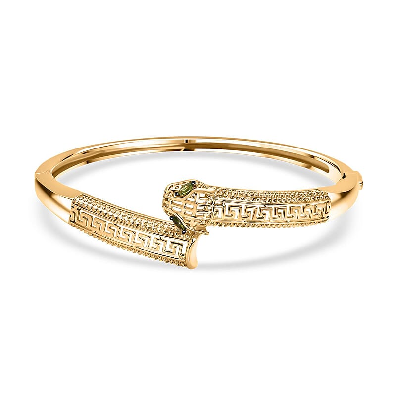 D'Joy Chrome Diopside 0.25 ctw Bangle Bracelet in 18K Vermeil Yellow Gold Over Sterling Silver (6.50 In)