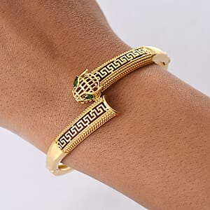 D'Joy Chrome Diopside 0.25 ctw Bangle Bracelet in 18K Vermeil Yellow Gold Over Sterling Silver (6.50 In)