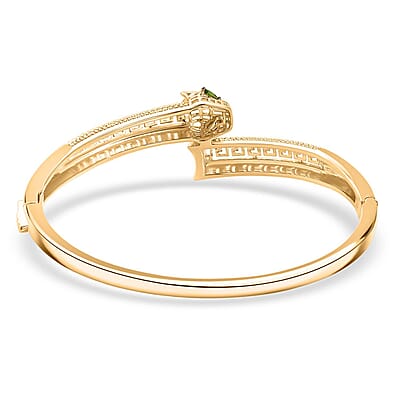D'Joy Chrome Diopside 0.25 ctw Bangle Bracelet in 18K Vermeil Yellow Gold Over Sterling Silver (6.50 In)