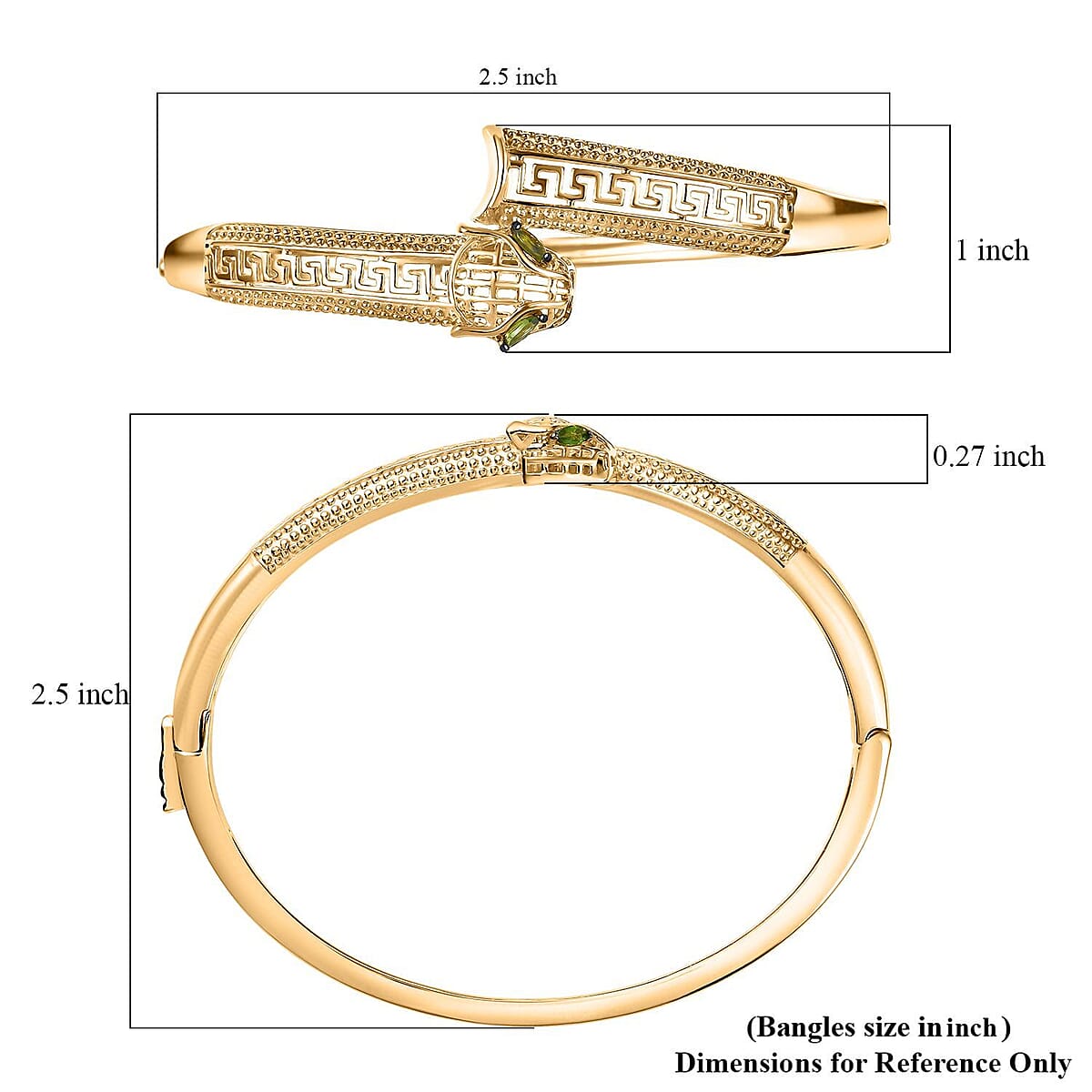 D'Joy Chrome Diopside 0.25 ctw Bangle Bracelet in 18K Vermeil Yellow Gold Over Sterling Silver (6.50 In) image number 5