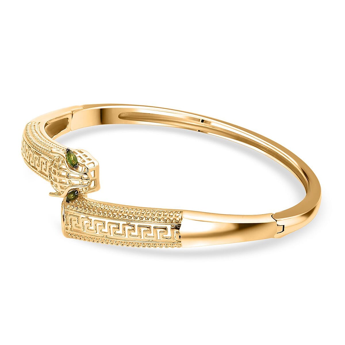 D'Joy Passport to Turkey Chrome Diopside 0.20 ctw Bangle Bracelet in 18K Vermeil Yellow Gold Over Sterling Silver (7.25 In) image number 3