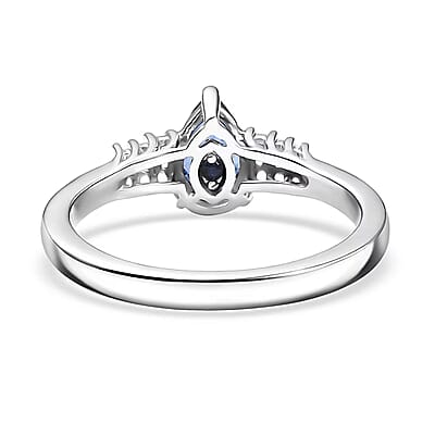 GP Celestial Dream Collection 10K White Gold AAA Ceylon Blue Sapphire, Diamond (I3) Ring (Size 10.0) (Del. in 12-15 Days) 0.80 ctw