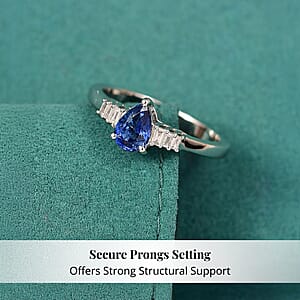 GP Celestial Dream Collection 10K White Gold AAA Ceylon Blue Sapphire, Diamond (I3) Ring (Size 10.5) (Del. in 12-15 Days) 0.80 ctw