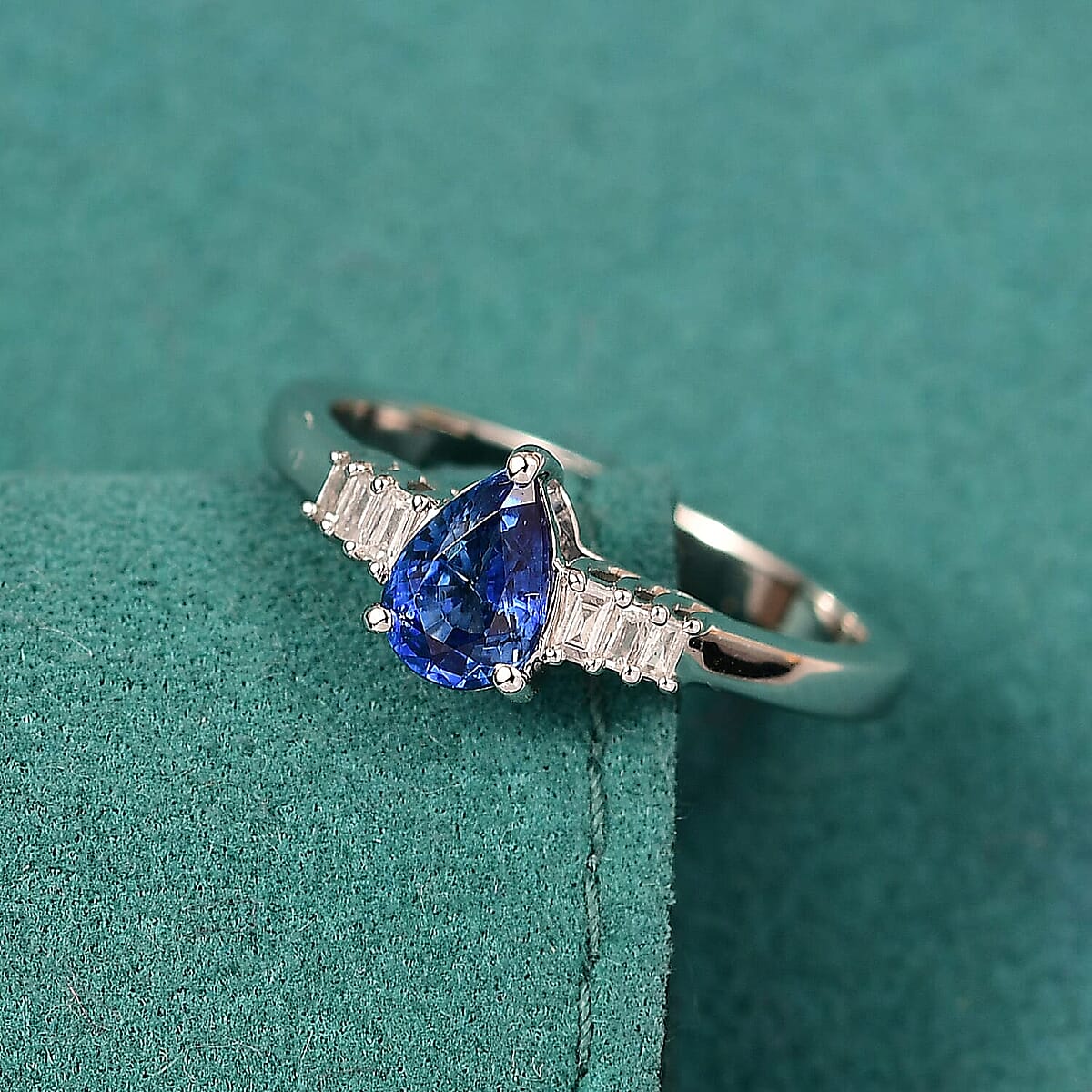 GP Celestial Dream Collection AAA Ceylon Blue Sapphire and I3 Diamond 0.80 ctw Ring in 10K White Gold (Size 6.0) (Del. in 12-15 Days)  image number 1