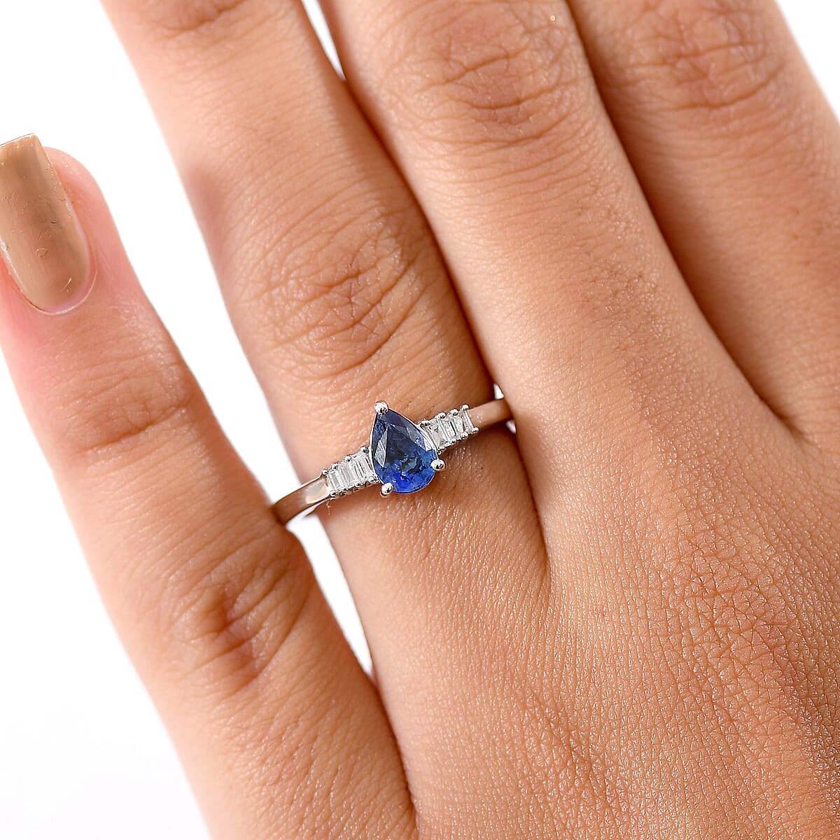 GP Celestial Dream Collection AAA Ceylon Blue Sapphire and I3 Diamond 0.80 ctw Ring in 10K White Gold (Size 6.0) (Del. in 12-15 Days)  image number 2