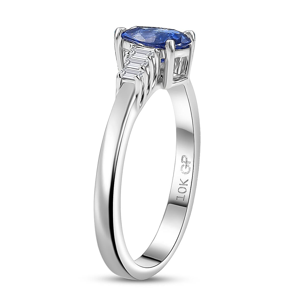 GP Celestial Dream Collection AAA Ceylon Blue Sapphire and I3 Diamond 0.80 ctw Ring in 10K White Gold (Size 6.0) (Del. in 12-15 Days)  image number 3