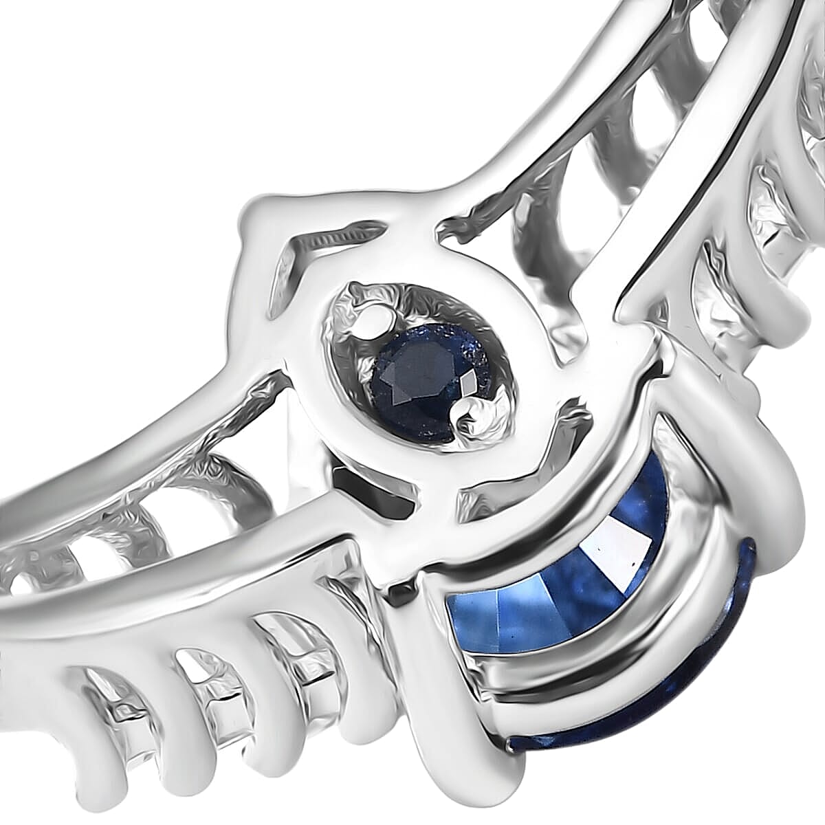 GP Celestial Dream Collection AAA Ceylon Blue Sapphire and I3 Diamond 0.80 ctw Ring in 10K White Gold (Size 6.0) (Del. in 12-15 Days)  image number 6