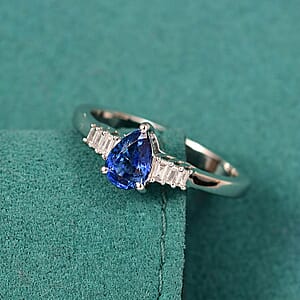 GP Celestial Dream Collection AAA Ceylon Blue Sapphire and I3 Diamond 0.80 ctw Ring in 10K White Gold (Size 7.0)