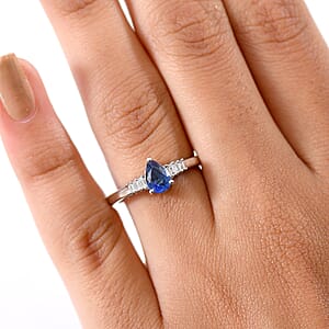 GP Celestial Dream Collection AAA Ceylon Blue Sapphire and I3 Diamond 0.80 ctw Ring in 10K White Gold (Size 7.0)