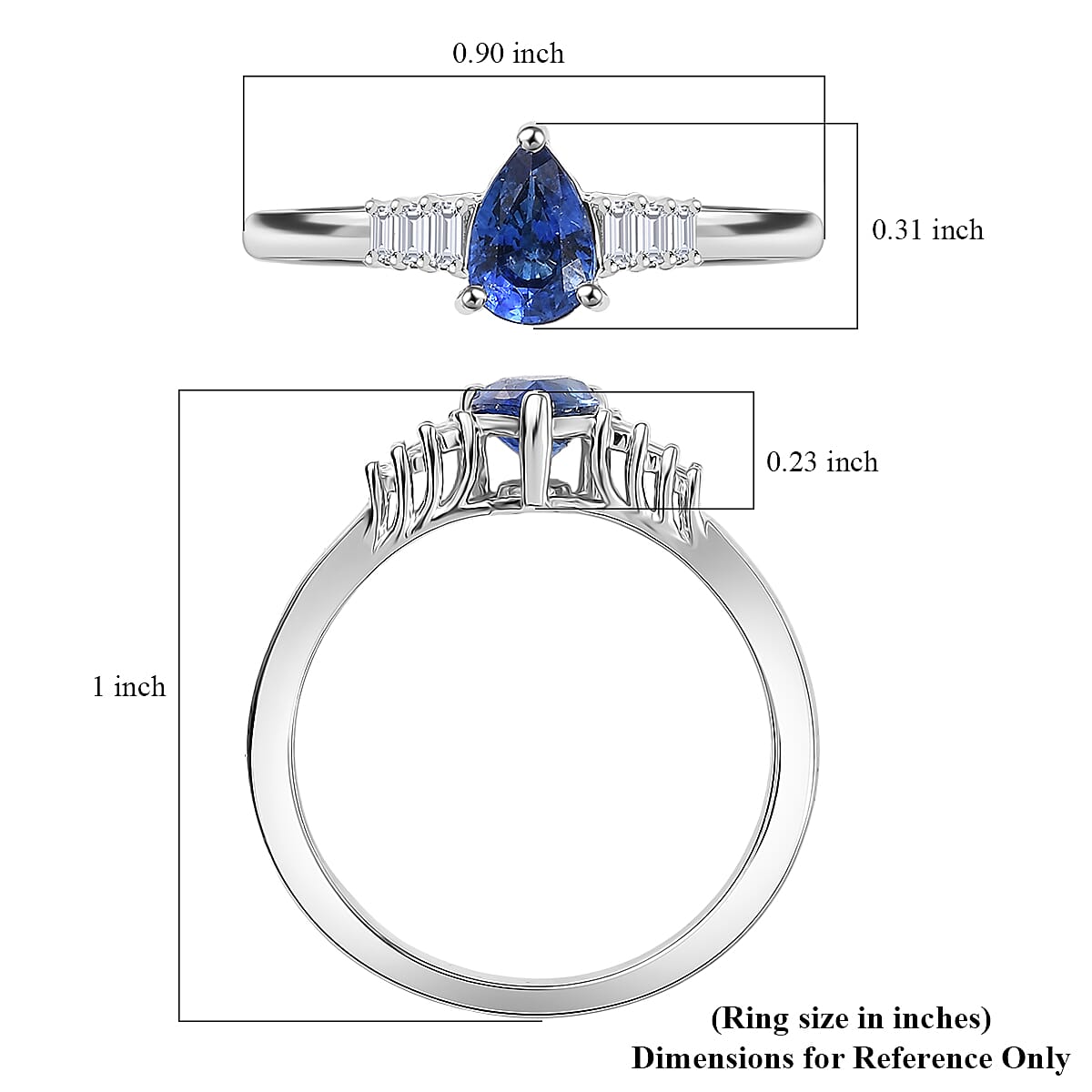 GP Celestial Dream Collection AAA Ceylon Blue Sapphire and I3 Diamond 0.80 ctw Ring in 10K White Gold (Size 7.0) (Del. in 12-15 Days)  image number 5