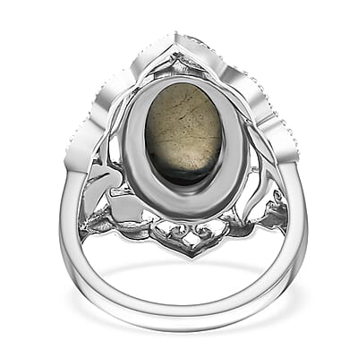 D'Joy Passport to Israel Artisan Crafted Malagasy Labradorite 5.35 ctw Solitaire Ring in Sterling Silver (Size 10.0)