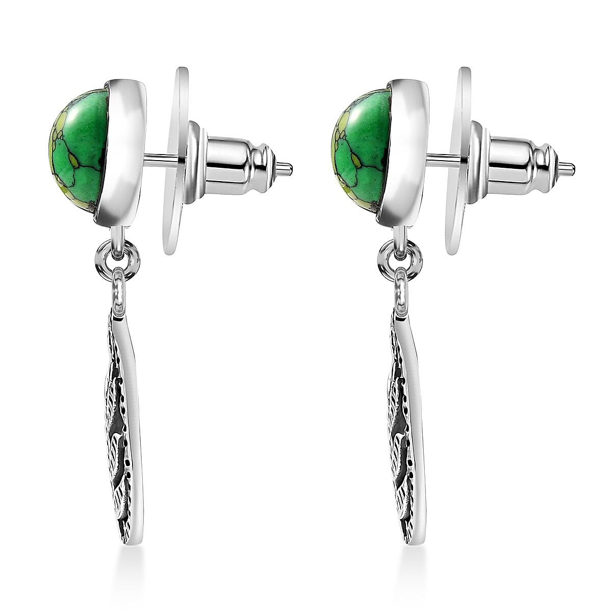 D'Joy Passport to Israel Artisan Crafted Green Howlite 4.25 ctw Earrings in Sterling Silver  image number 3