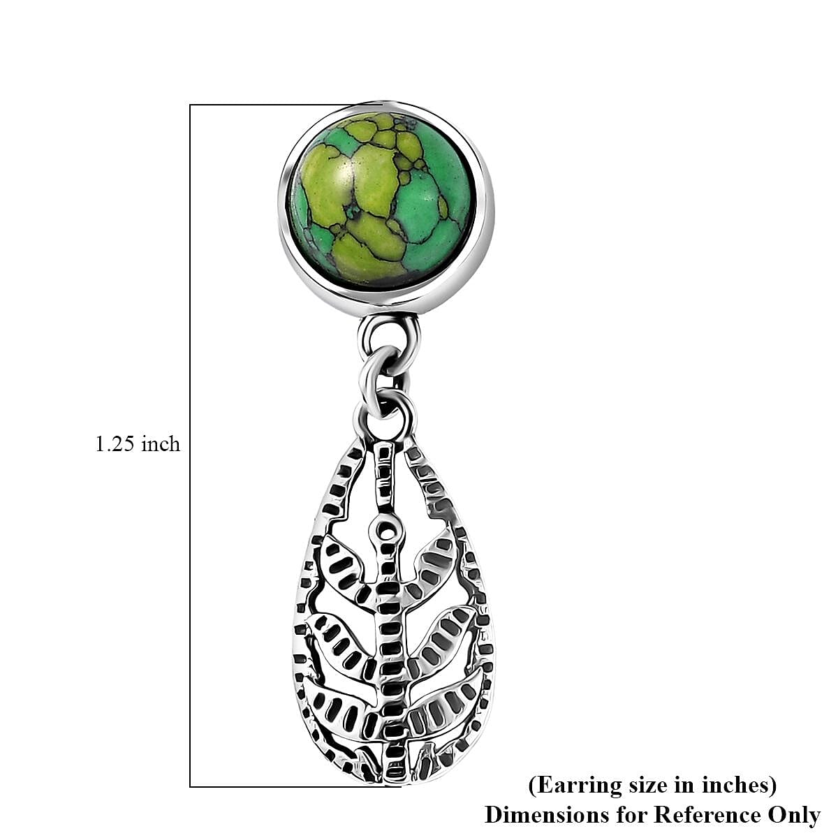 D'Joy Passport to Israel Artisan Crafted Green Howlite 4.25 ctw Earrings in Sterling Silver  image number 5