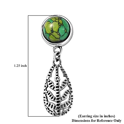 D'Joy Passport to Israel Artisan Crafted Green Howlite 4.25 ctw Earrings in Sterling Silver