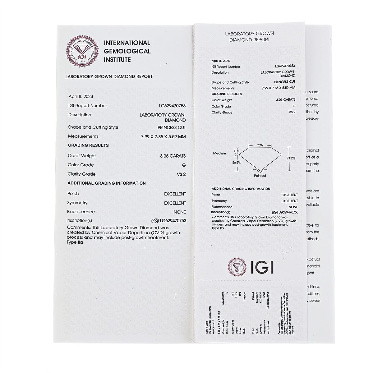 IGI Certified Luxuriant Lab Grown Diamond (Sqr 7.8x7.8 mm) (E-F, VS) 3.10 ctw image number 5