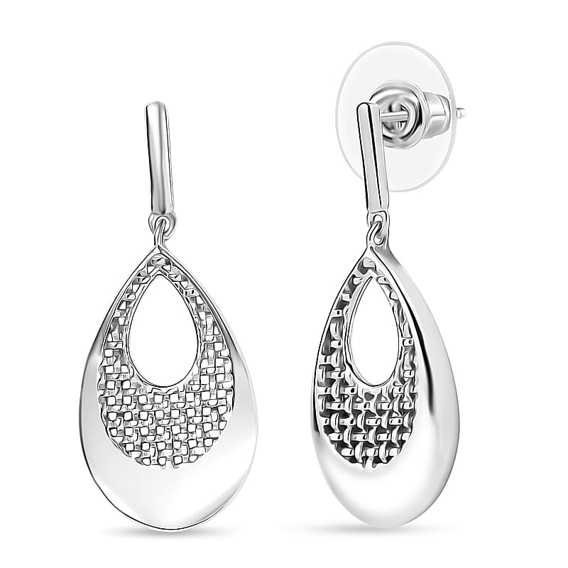 D'Joy Drop-shaped Silhouette Earrings in Rhodium Over Sterling Silver 6.15 Grams