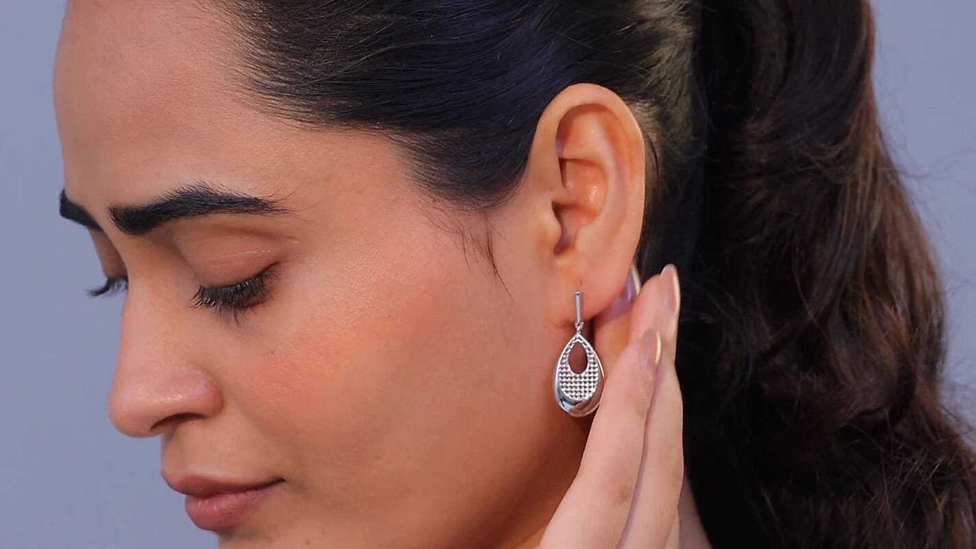 D'Joy Drop-shaped Silhouette Earrings in Rhodium Over Sterling Silver 6.15 Grams