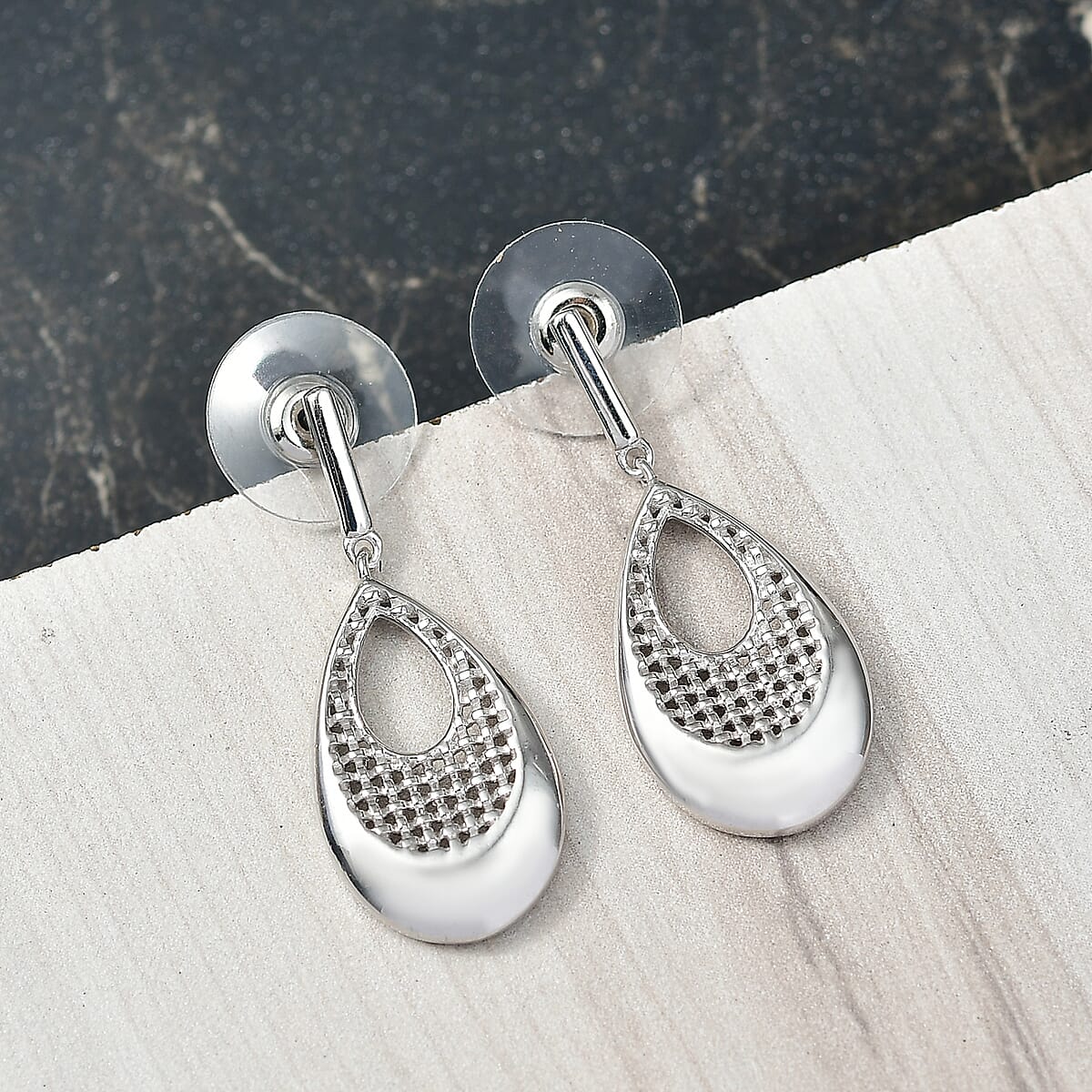 D'Joy Drop-shaped Silhouette Earrings in Rhodium Over Sterling Silver 6.15 Grams image number 1