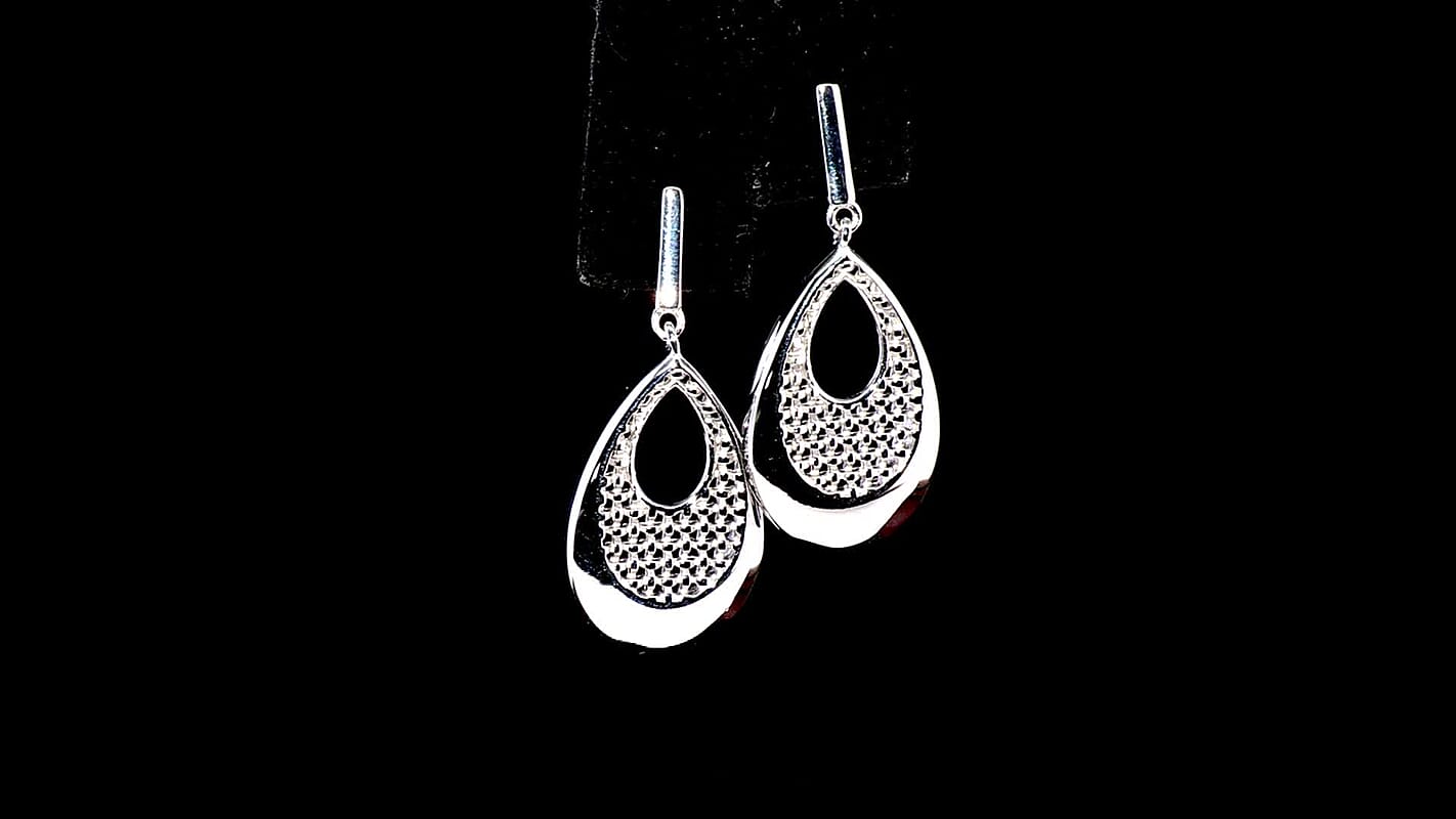 D'Joy Drop-shaped Silhouette Earrings in Rhodium Over Sterling Silver 6.15 Grams