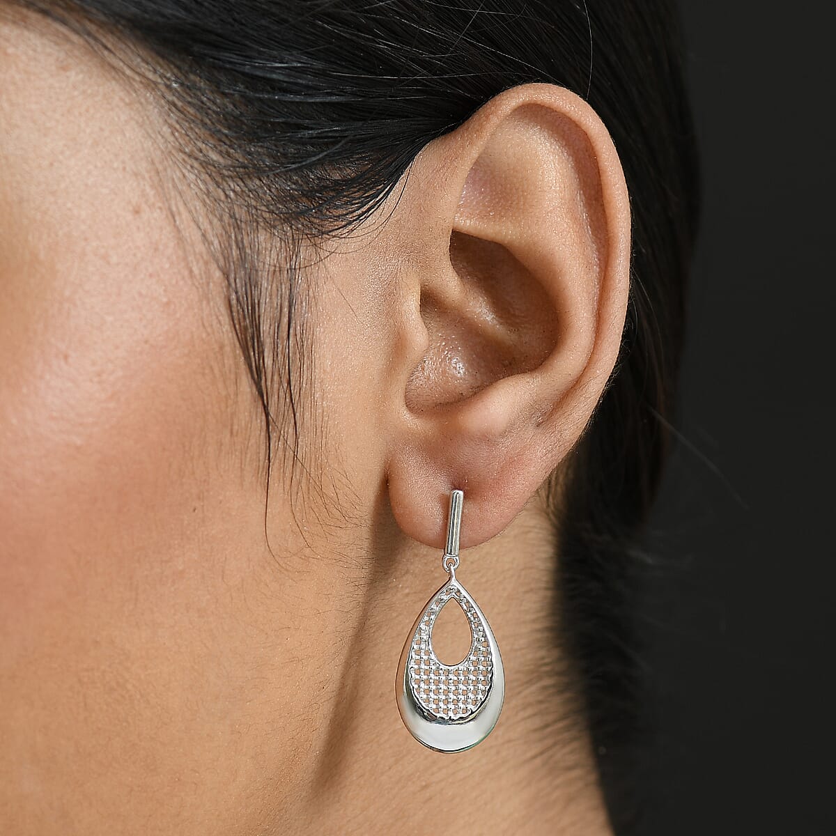 D'Joy Drop-shaped Silhouette Earrings in Rhodium Over Sterling Silver 6.15 Grams image number 2